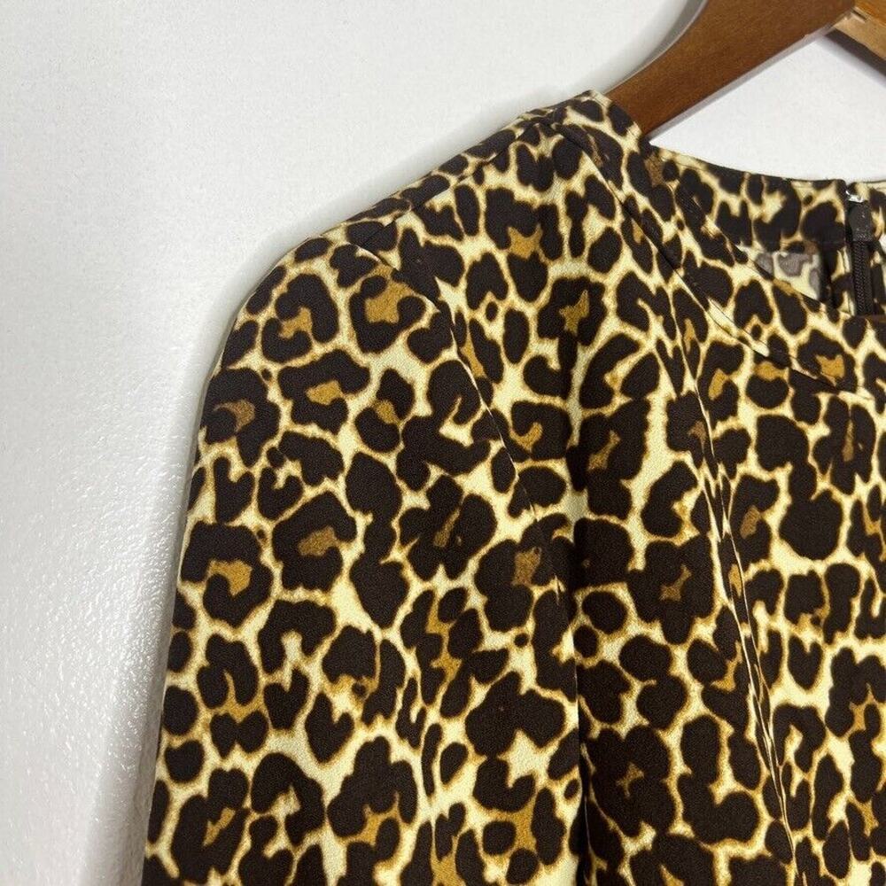 J Crew Women's Size 2 Brown Leopard Cheetah Sheath Dress NEW Long Sleeve